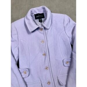Moda International Lavender Wool Blend Button Front Coat Womens Size 4 Purple‎